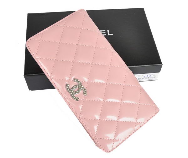 Fake Chanel Patent Leather Bi-Fold Wallet A31508 Pink Online